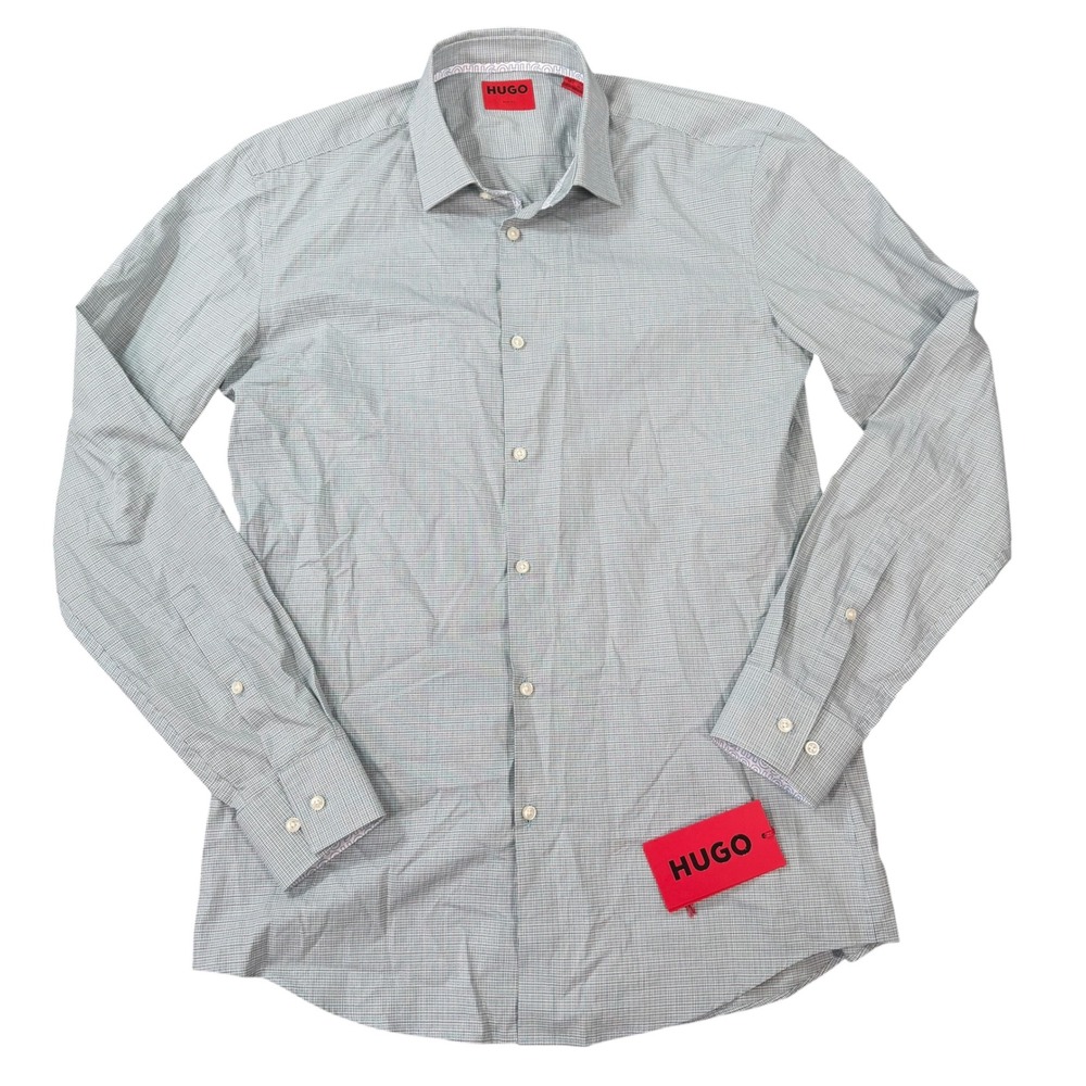 HUGO Mens Koey Slim Fit Plaid Long Sleeve Button Down Shirt Size 15.5